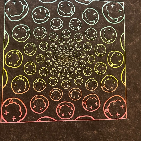 NIRVANA Black Short Sleeve Tee with Vibrant Spiral Design - Picture 2 of 6